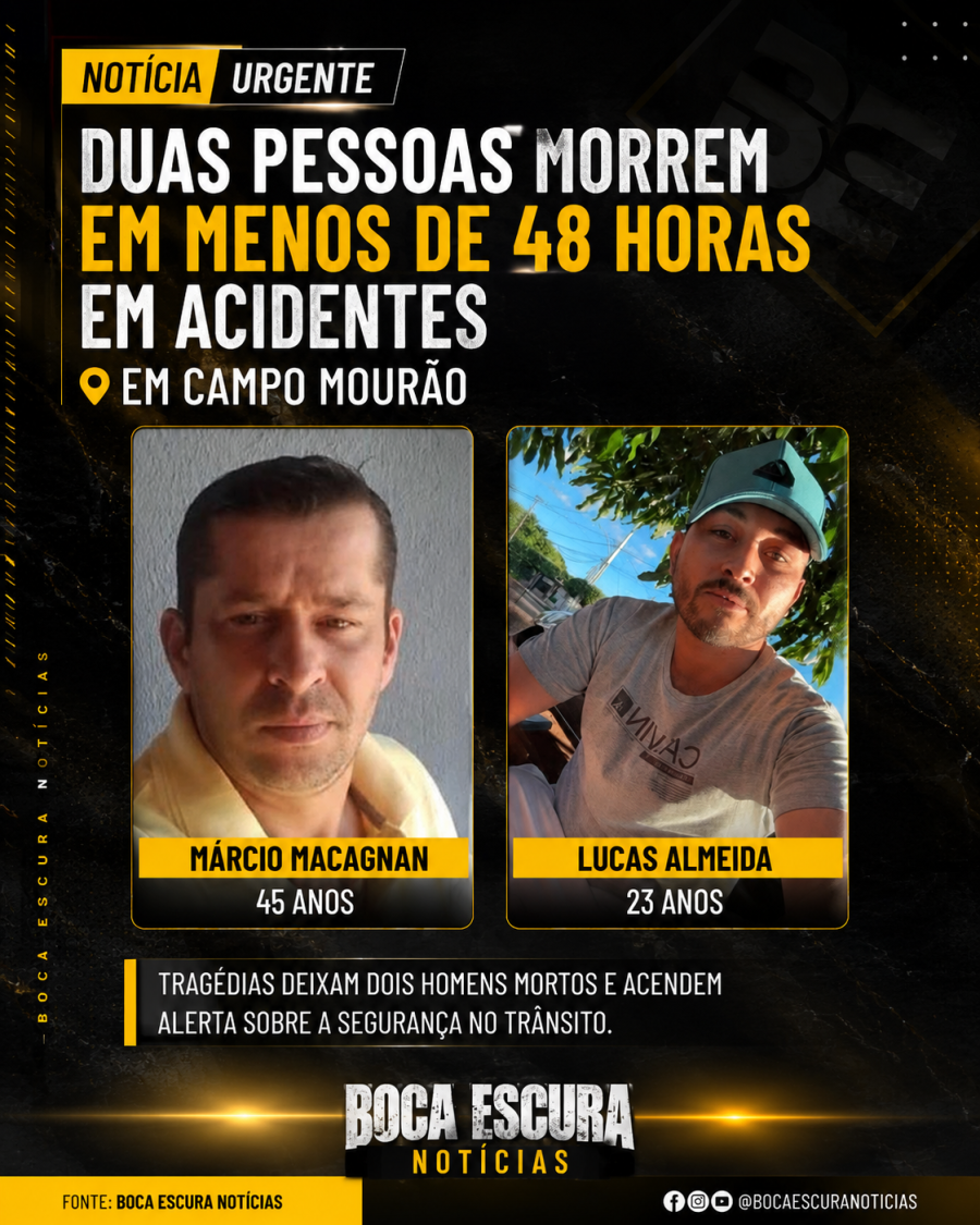 Duas mortes no trânsito marcam fim de semana trágico em Campo Mourão