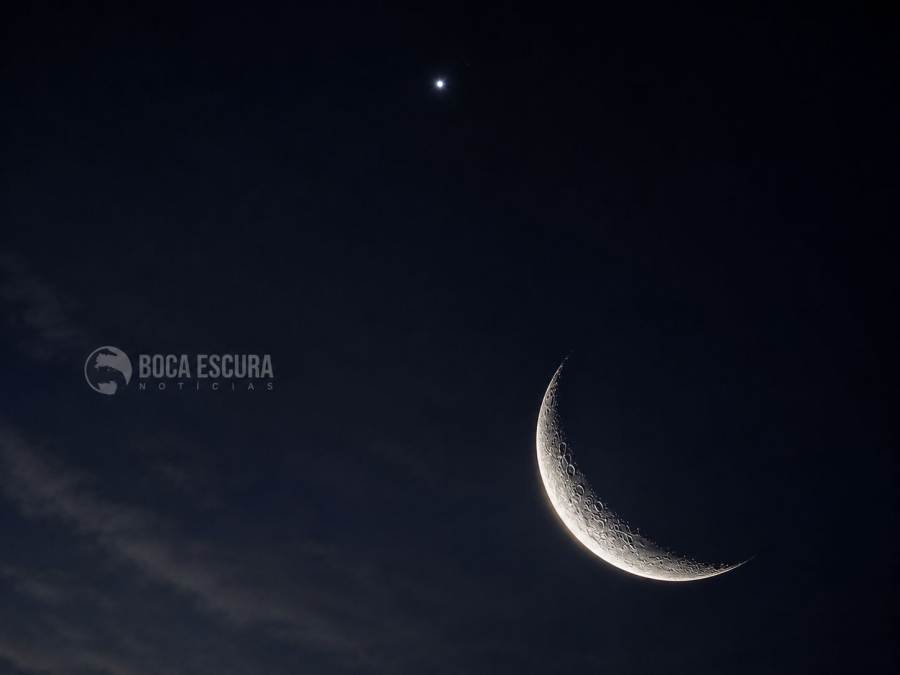 Lua Crescente e Vênus proporcionam espetáculo no céu de Campo Mourão