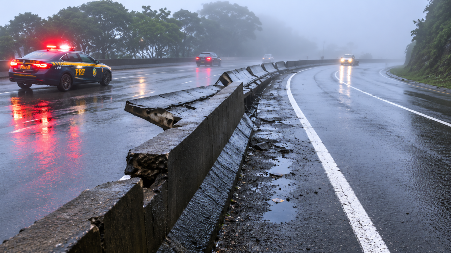 Carreta tomba na Serra do Mar e interdita BR-277 nos dois sentidos