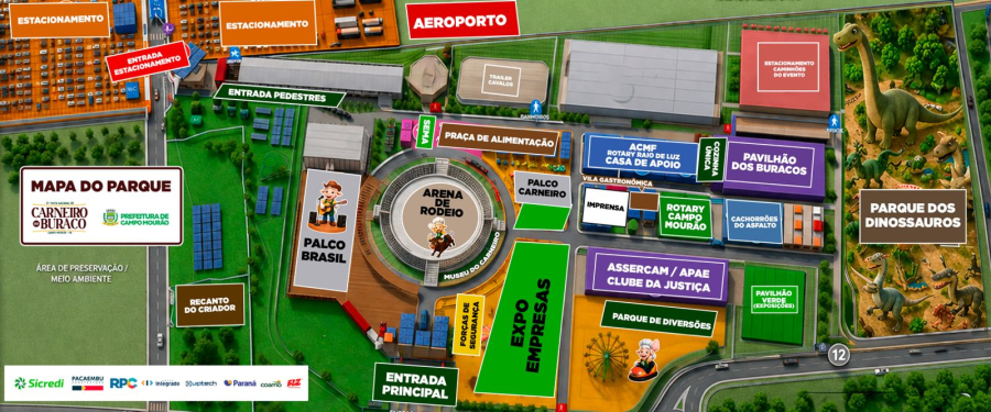 MAPA OFICIAL DO PARQUE DE EXPOSIÇÕES PARA A FESTA NACIONAL DO CARNEIRO NO BURACO 2026